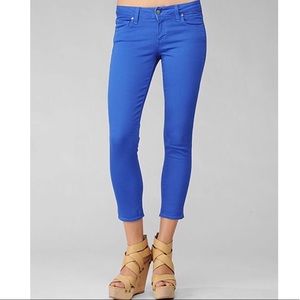Paige ‘Roxbury’ Crop Stretch Jeans in Cobalt Blue